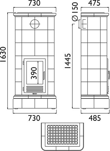 Керамическая печь KALEDONIE L, с чугунной топкой_1
