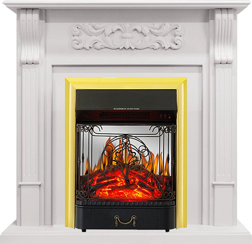 Royal Flame Venice с очагом Majestic FX M Brass фактурный белый_0